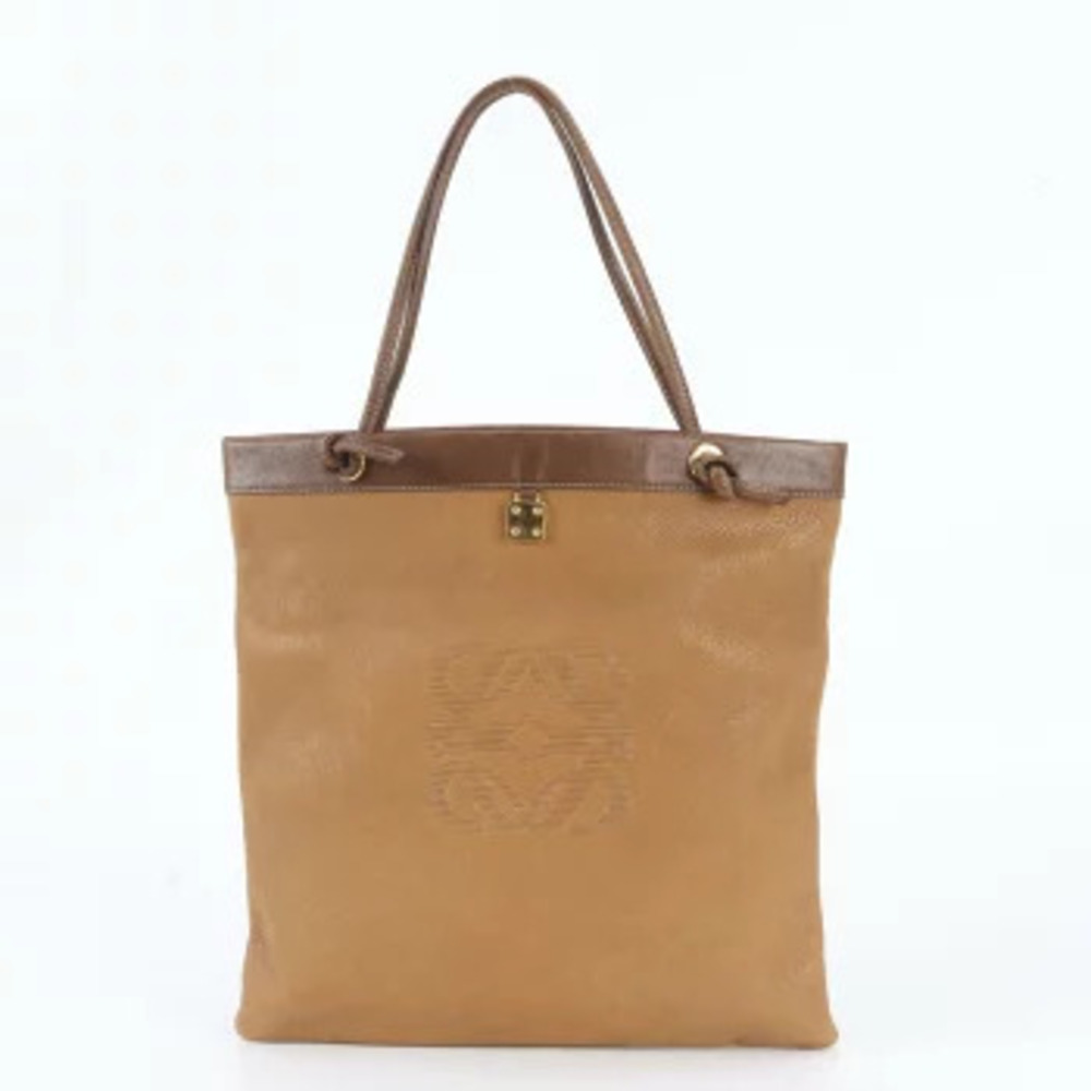 Loewe Anagram Leather 2Way Shoulder Tote Bag Brown